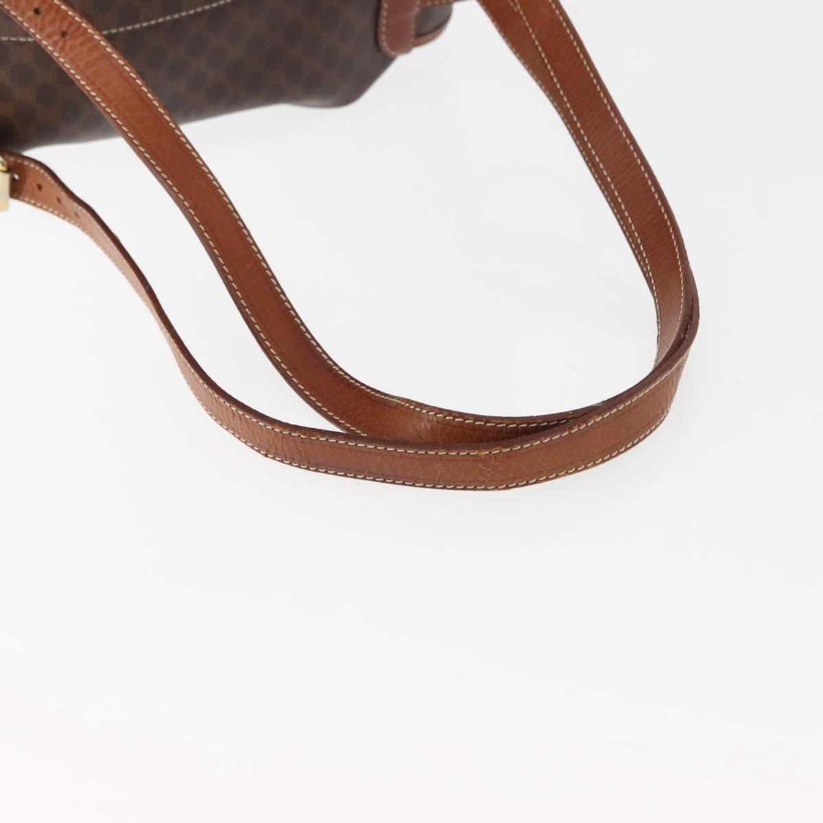 CELINE Macadam Canvas Backpack PVC Leather Brown Auth BA6723