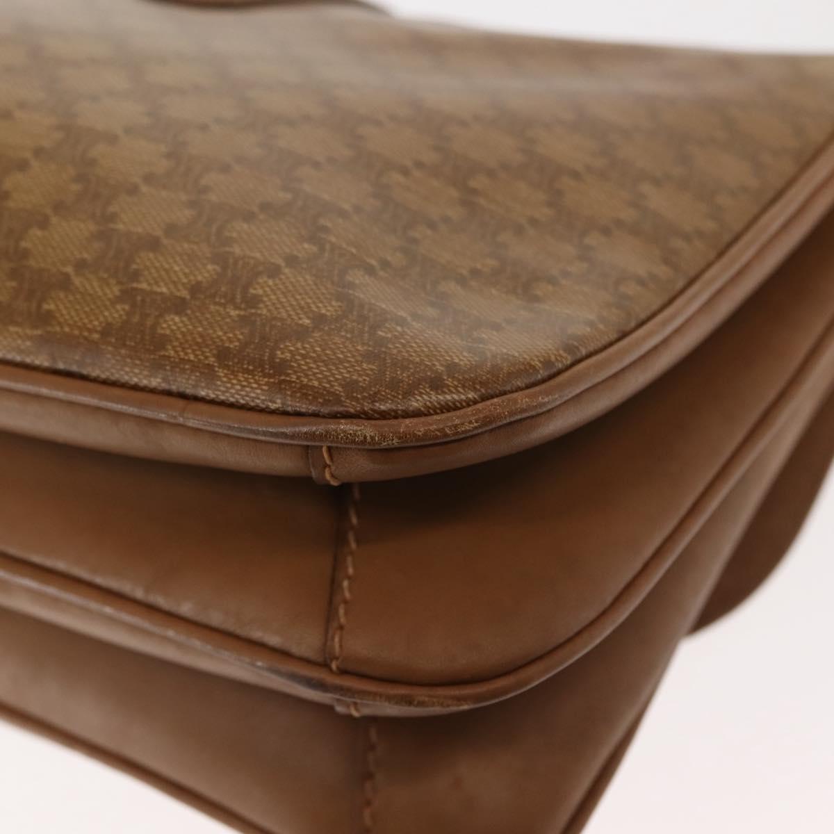 CELINE Macadam Canvas Shoulder Bag PVC Beige Gold Auth BA6724