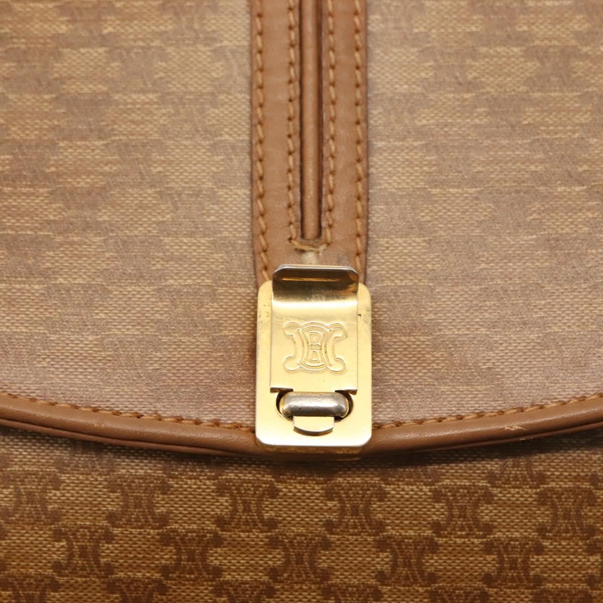 CELINE Macadam Canvas Shoulder Bag PVC Beige Gold Auth BA6724