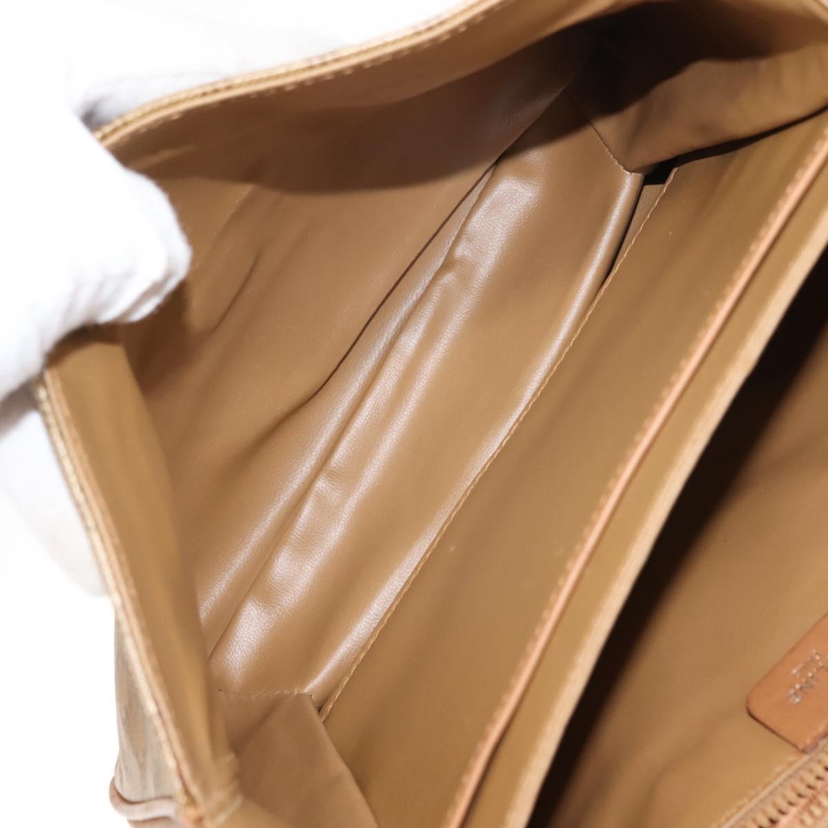 CELINE Macadam Canvas Shoulder Bag PVC Beige Gold Auth BA6724