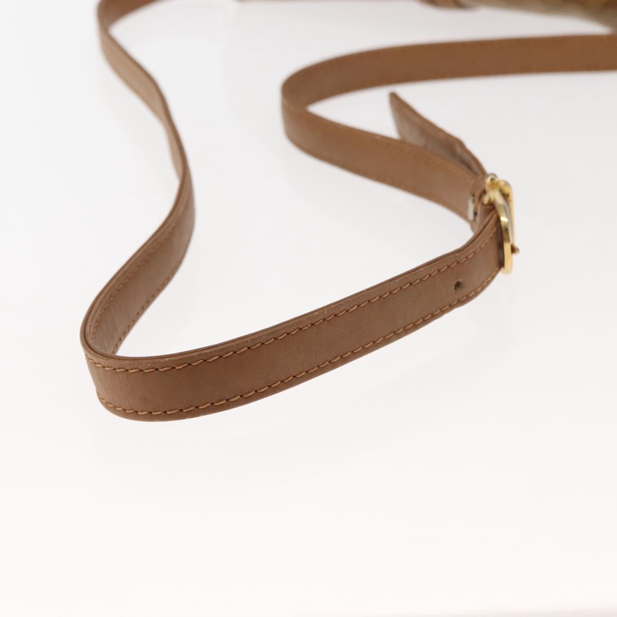 CELINE Macadam Canvas Shoulder Bag PVC Beige Gold Auth BA6724