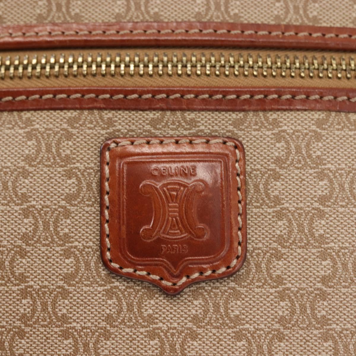 CELINE Macadam Canvas Shoulder Bag PVC Beige Gold Auth BA6725