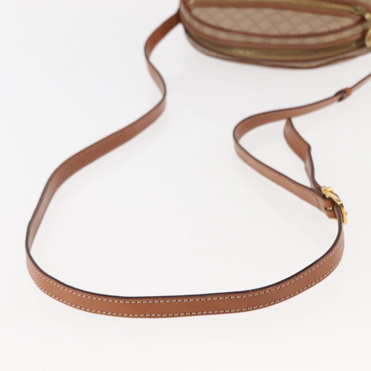 CELINE Macadam Canvas Shoulder Bag PVC Beige Gold Auth BA6725