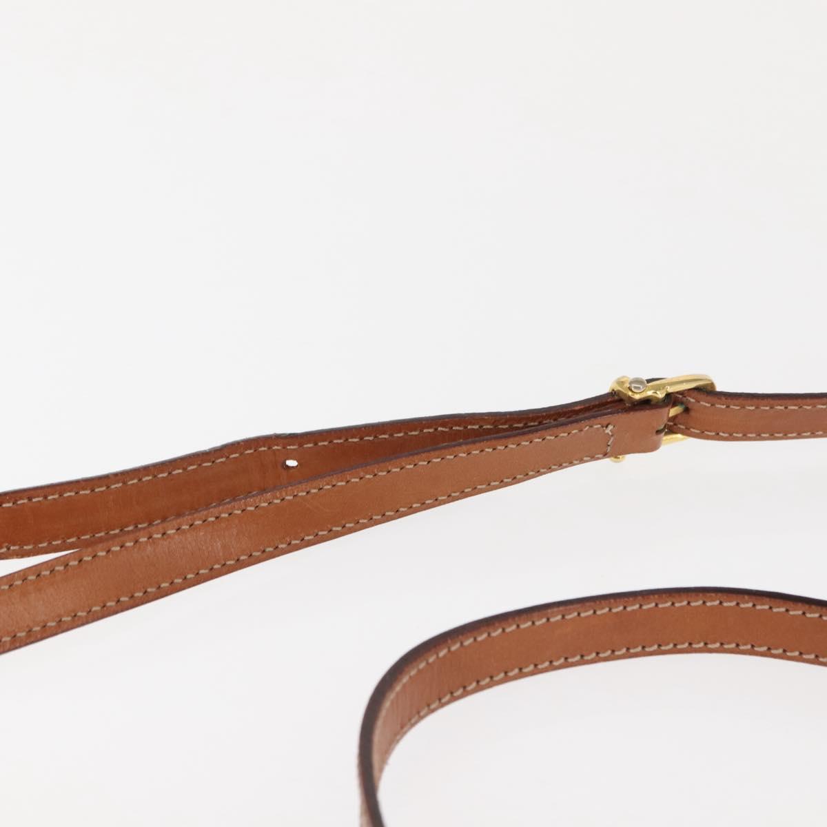 CELINE Macadam Canvas Shoulder Bag PVC Beige Gold Auth BA6725