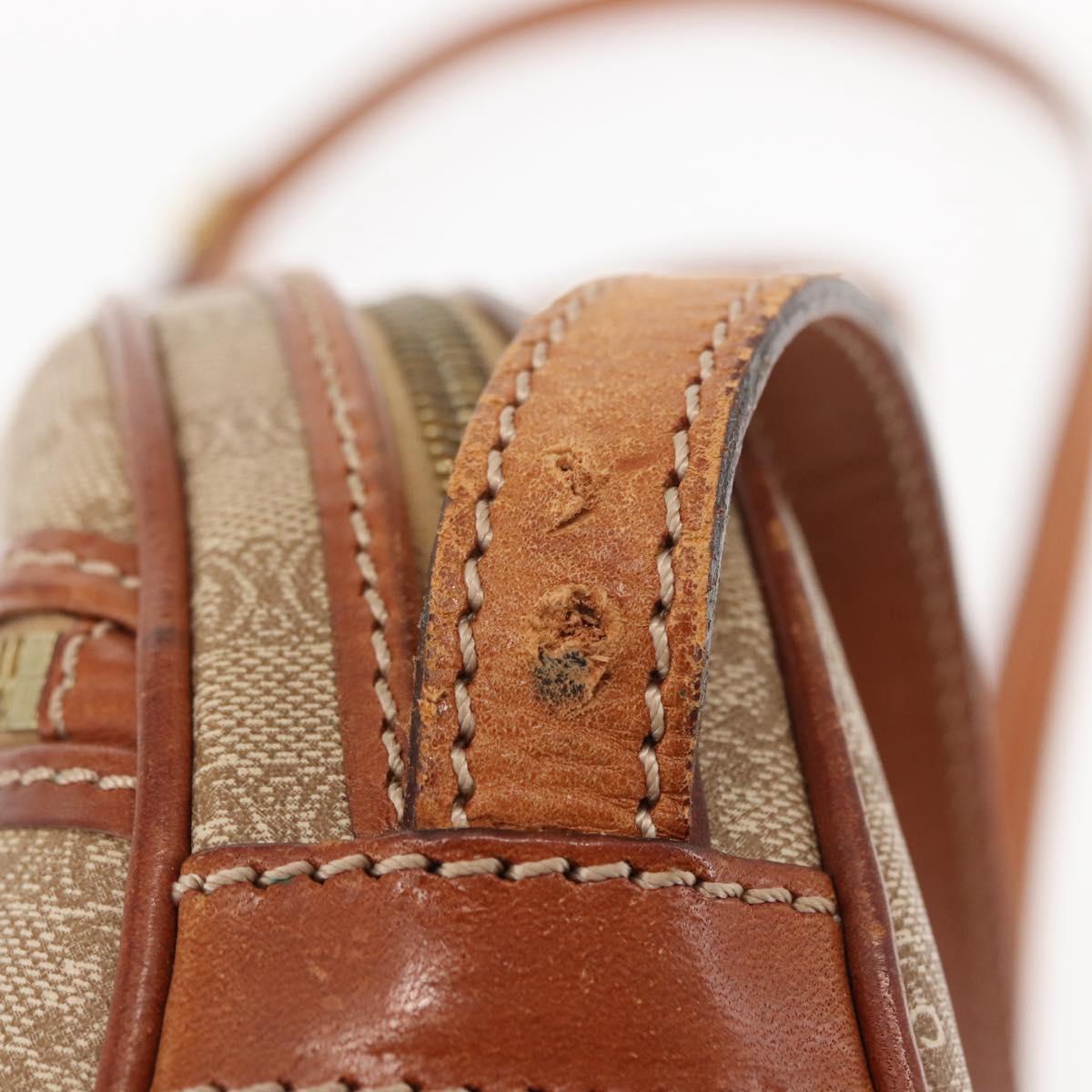 CELINE Macadam Canvas Shoulder Bag PVC Beige Gold Auth BA6725