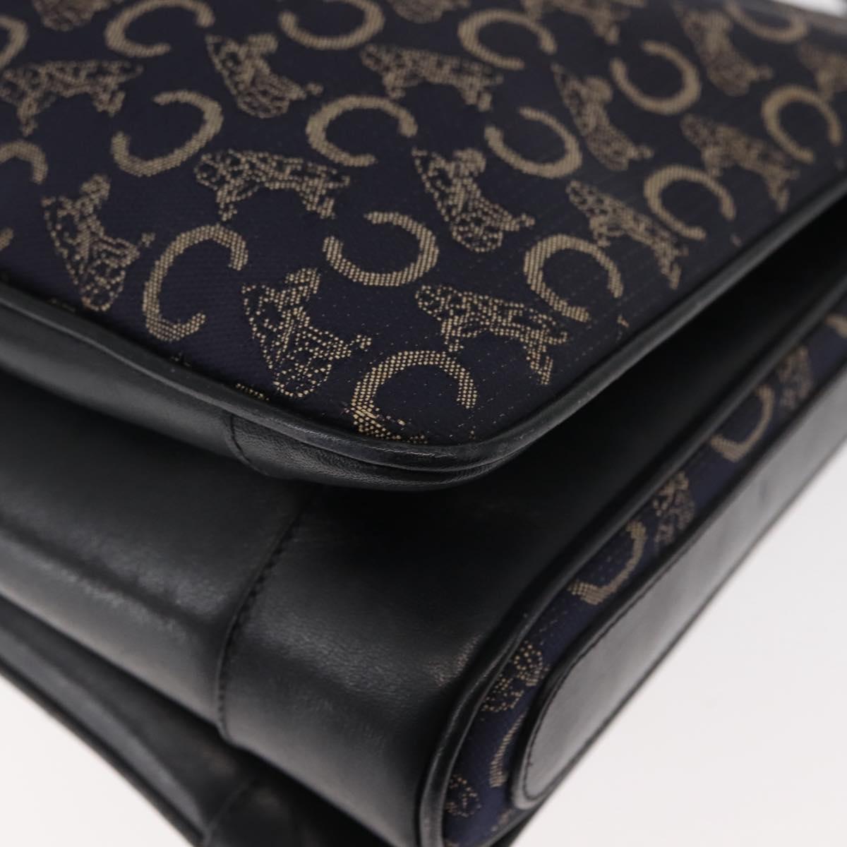 CELINE C Sulky Shoulder Bag Canvas Navy Gold Auth BA6726