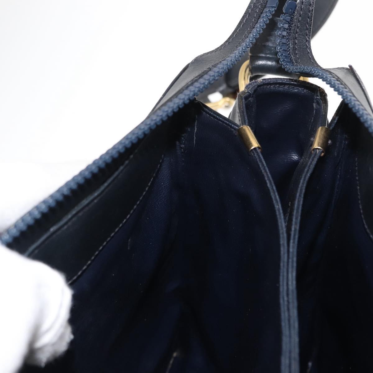 CELINE C Sulky Shoulder Bag Canvas Navy Gold Auth BA6726