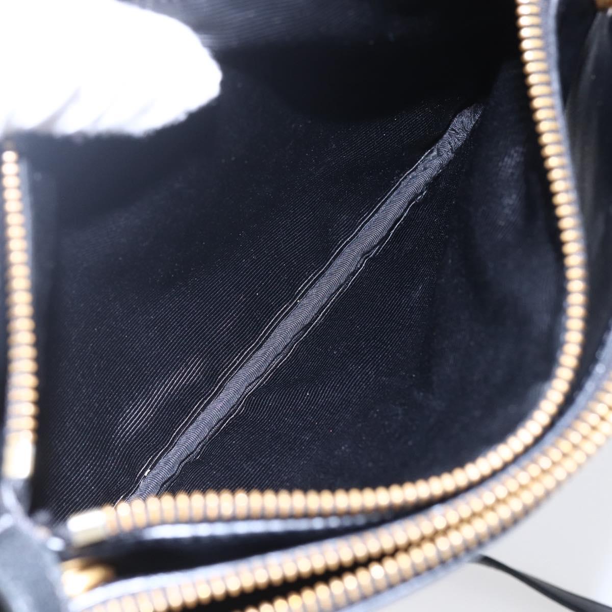 CELINE Trio Small Shoulder Bag Leather Black Gold Auth BA6727