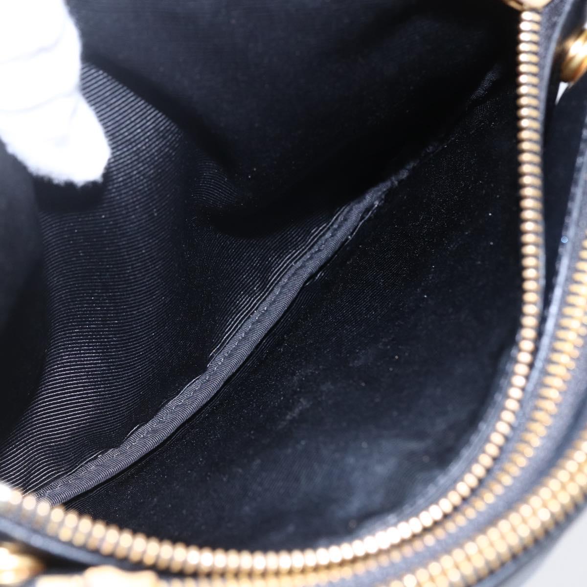 CELINE Trio Small Shoulder Bag Leather Black Gold Auth BA6727