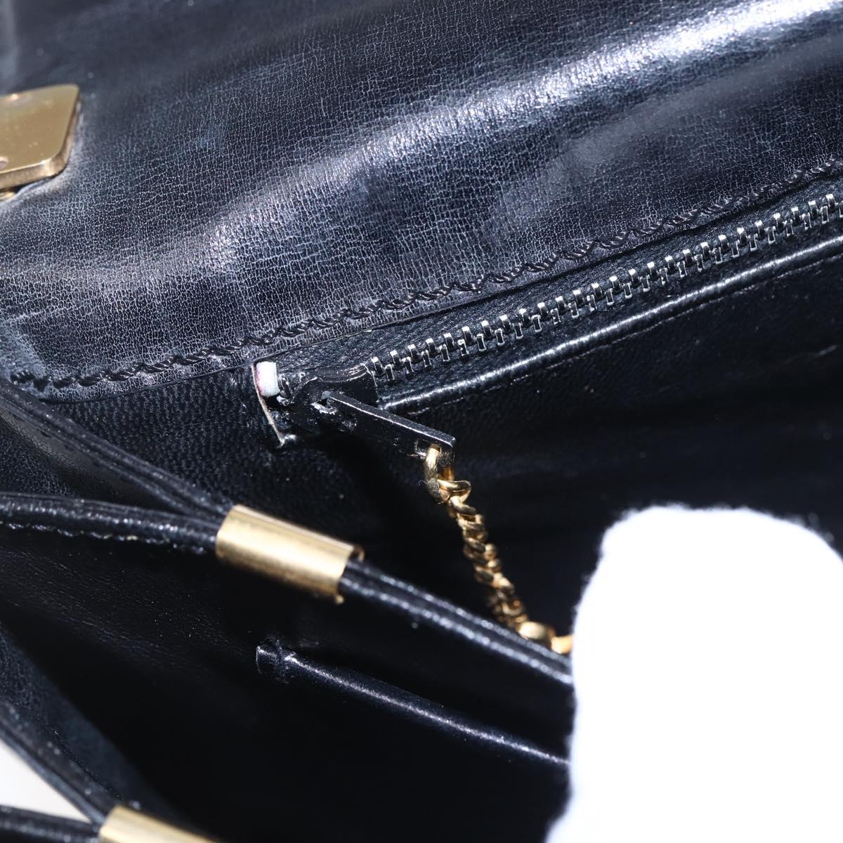 CELINE Shoulder Bag Leather Black Gold Auth BA6728