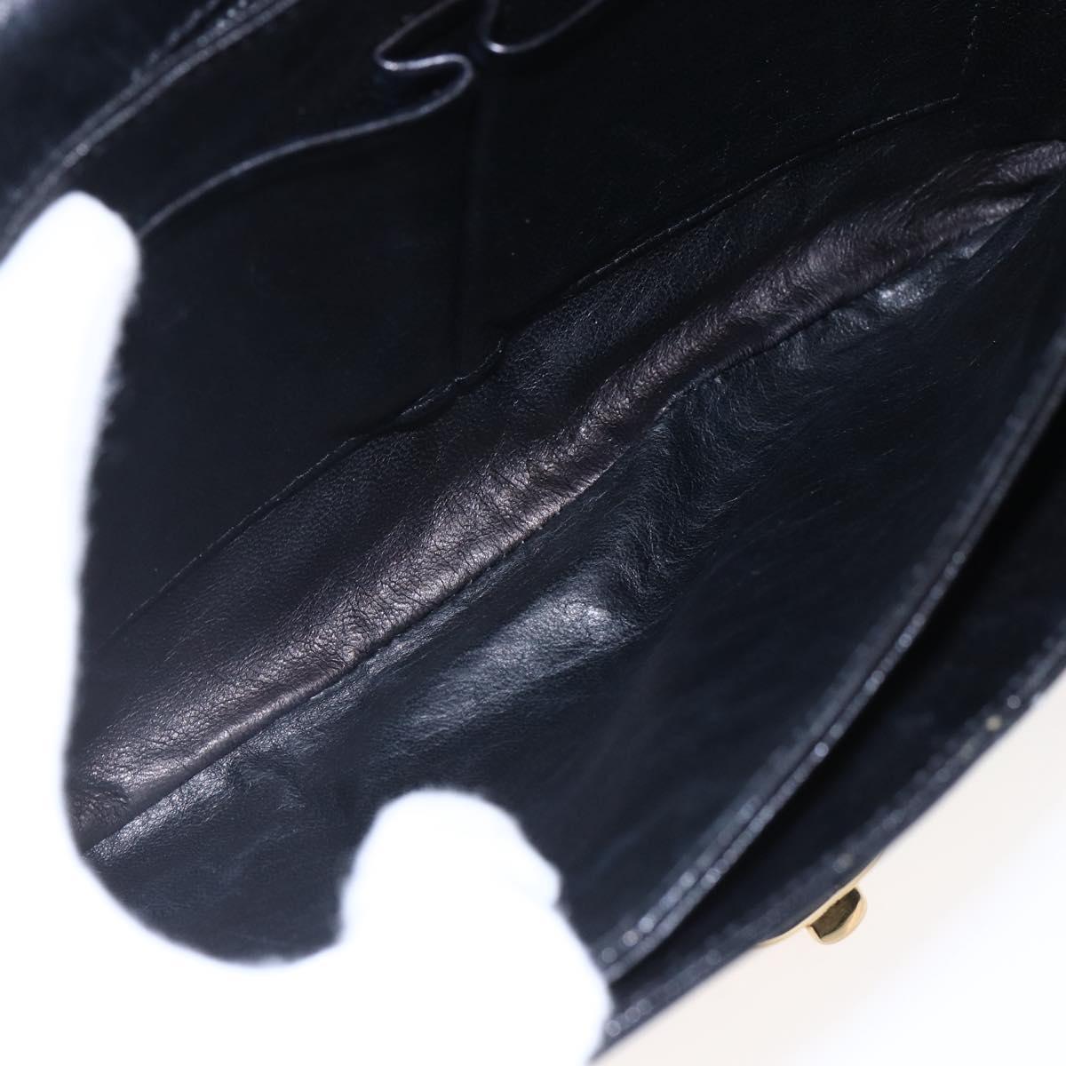 CELINE Shoulder Bag Leather Black Gold Auth BA6728