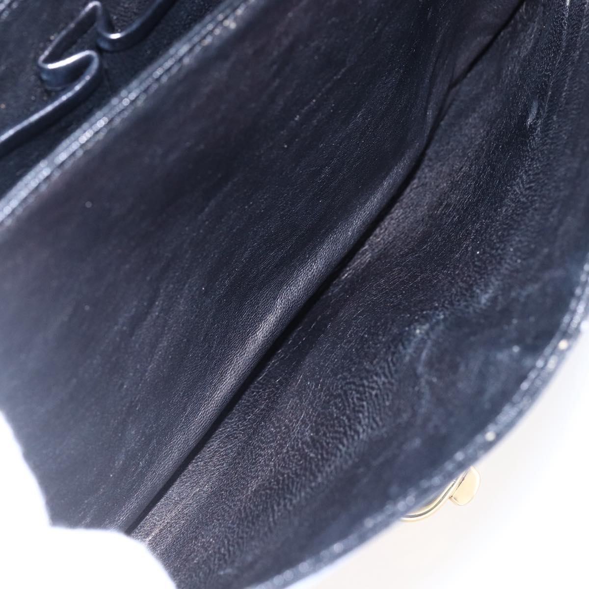 CELINE Shoulder Bag Leather Black Gold Auth BA6728