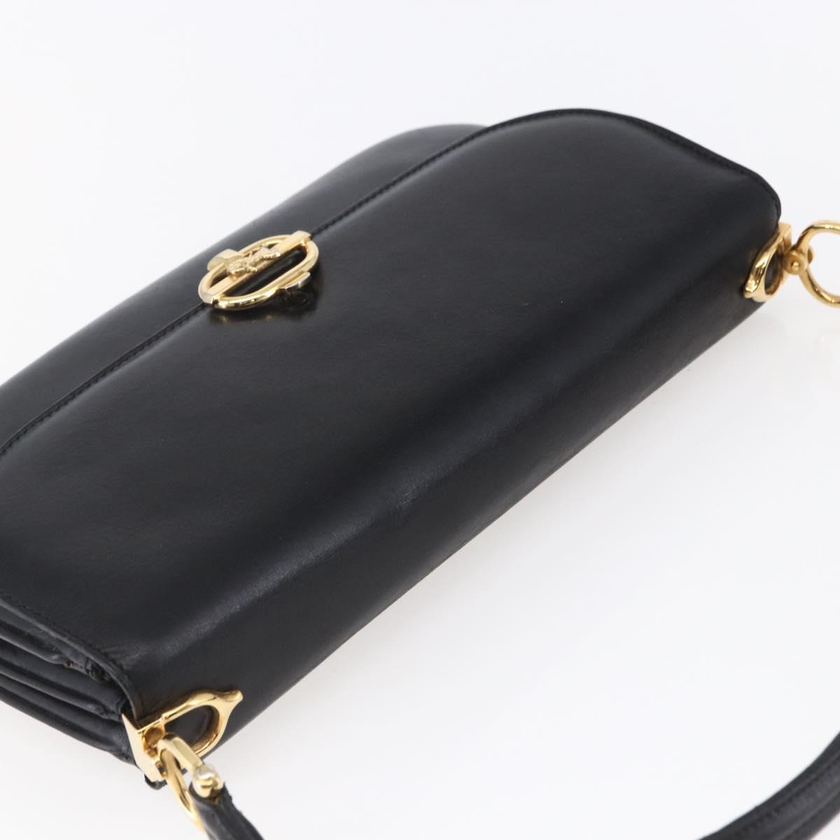 CELINE Shoulder Bag Leather Black Gold Auth BA6728