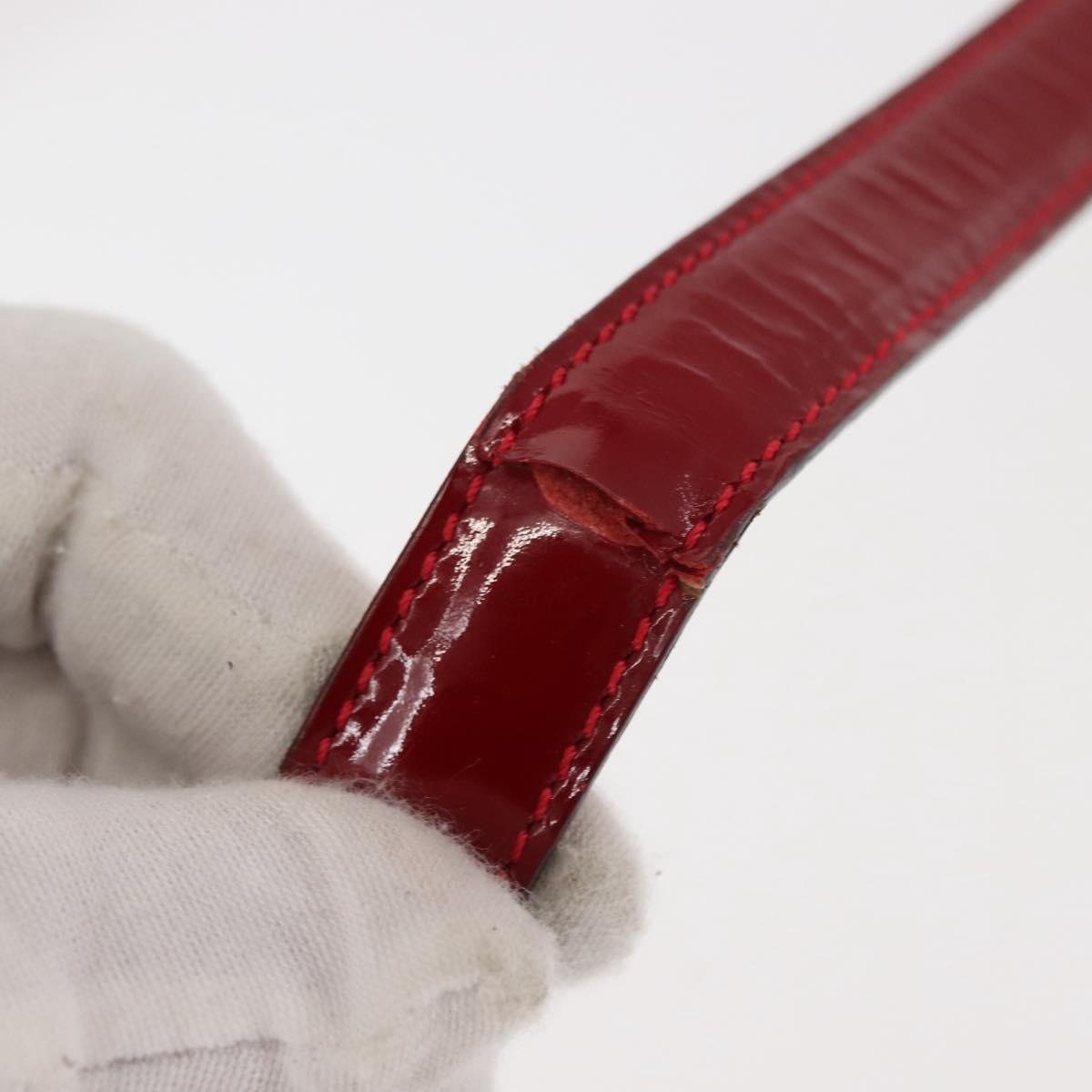 CELINE Hand Bag Enamel 2way Red Gold Auth BA6729