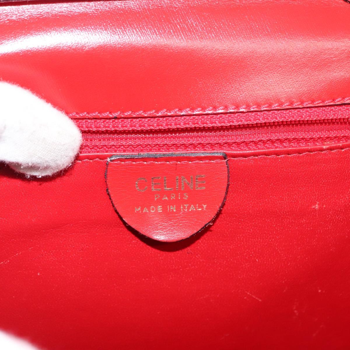 CELINE Hand Bag Enamel 2way Red Gold Auth BA6729