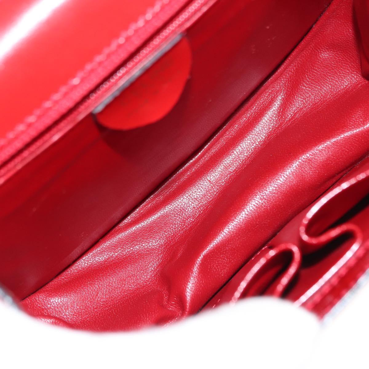 CELINE Hand Bag Enamel 2way Red Gold Auth BA6729