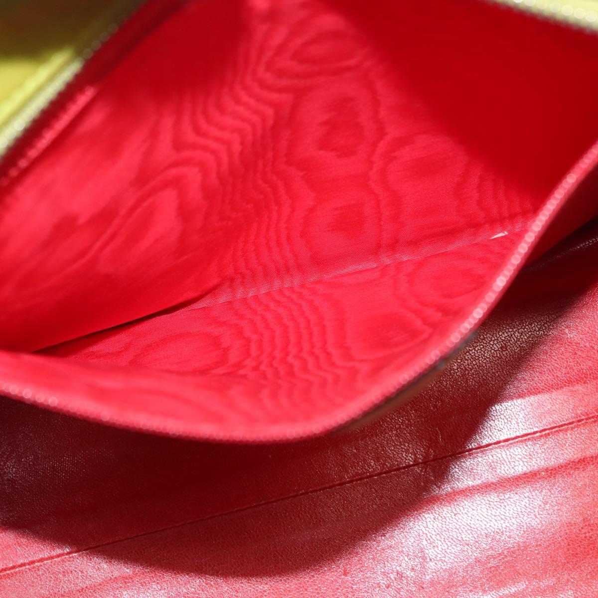 CELINE Shoulder Bag Leather Green Silver Auth BA6730