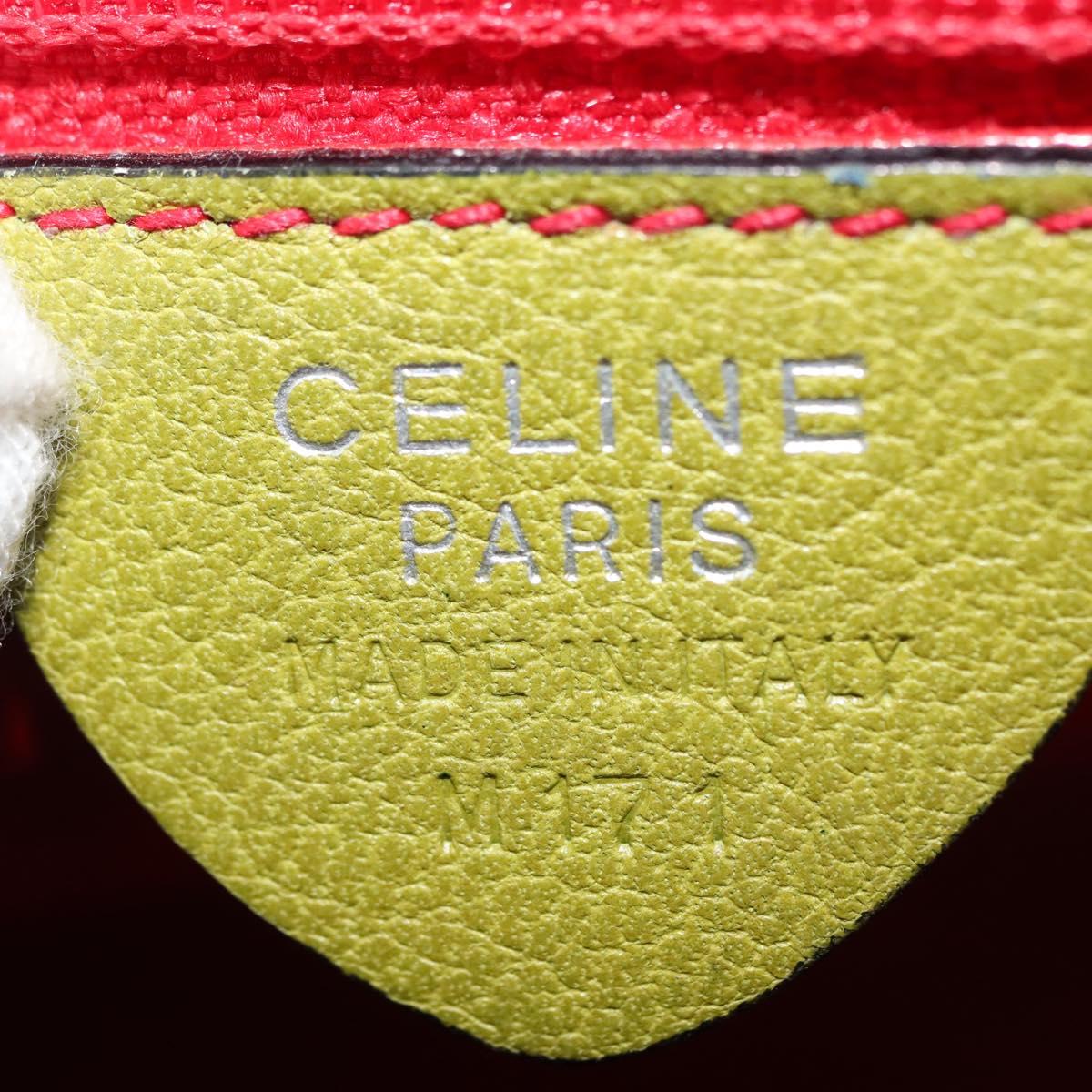 CELINE Shoulder Bag Leather Green Silver Auth BA6730