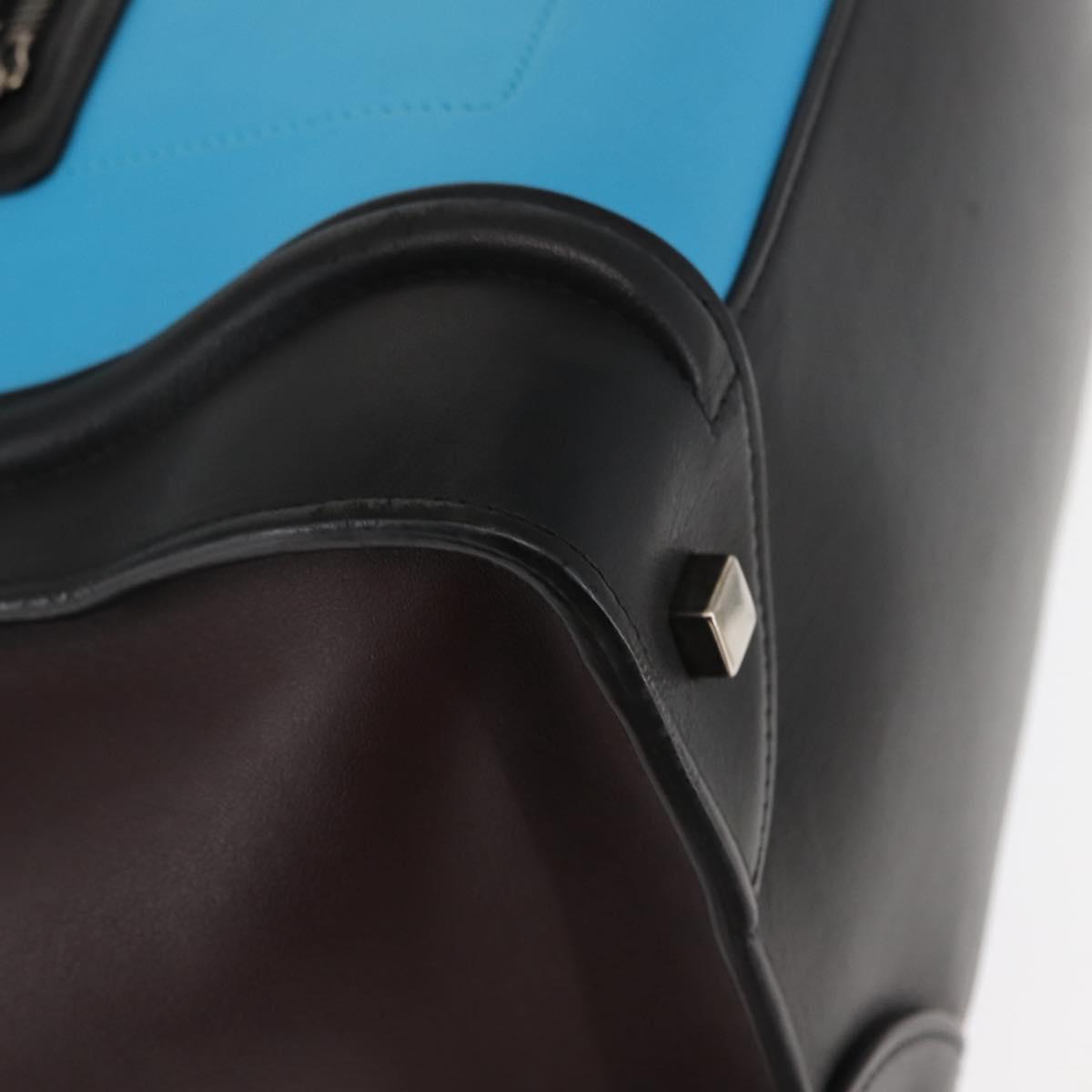 CELINE Luggage Mini Shopper Hand Bag Leather Black Blue Auth BA6731