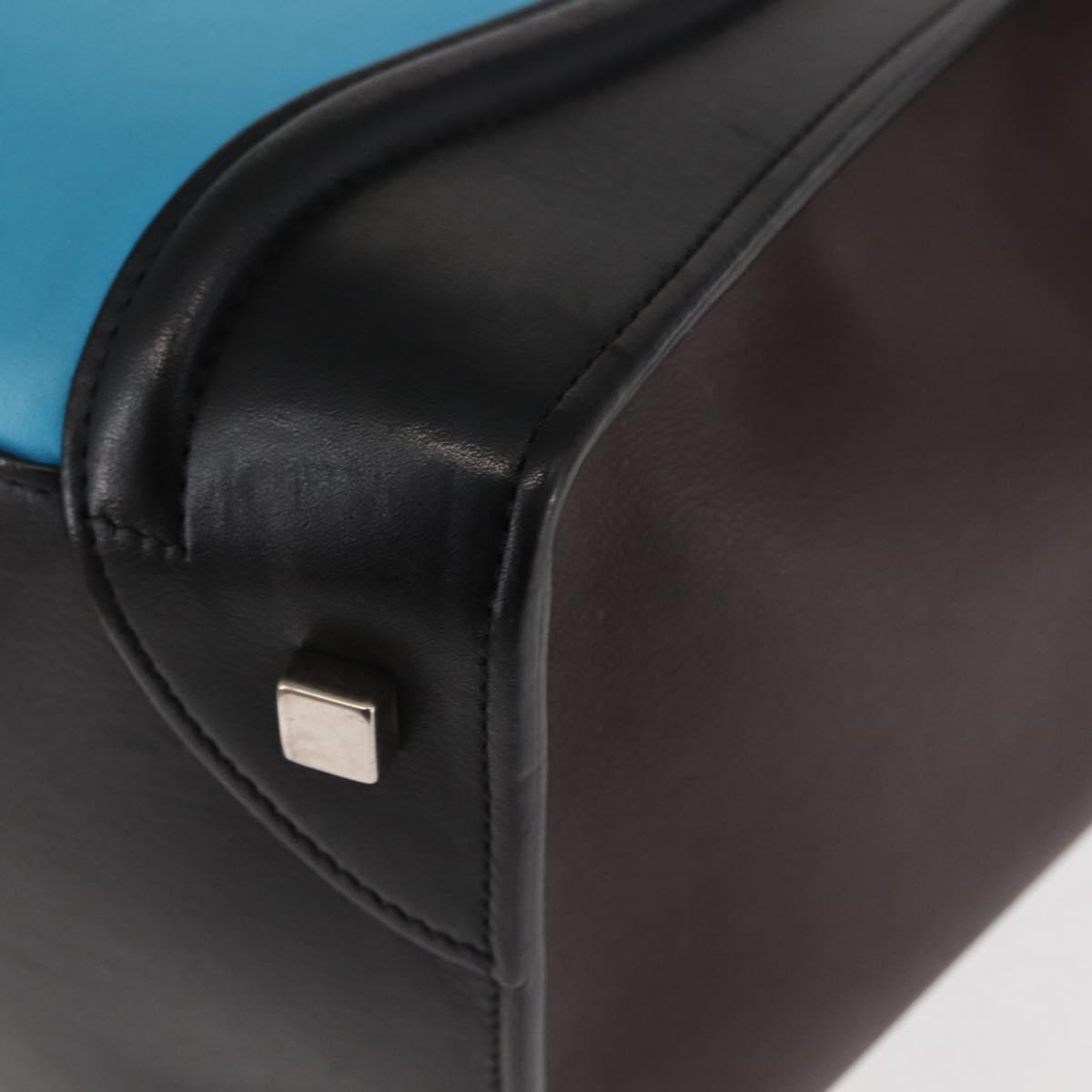 CELINE Luggage Mini Shopper Hand Bag Leather Black Blue Auth BA6731