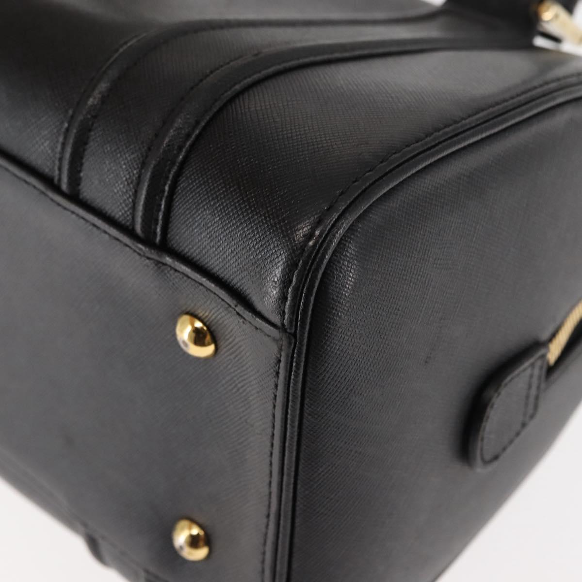 MCM Hand Bag Leather Black Gold Auth BA6732