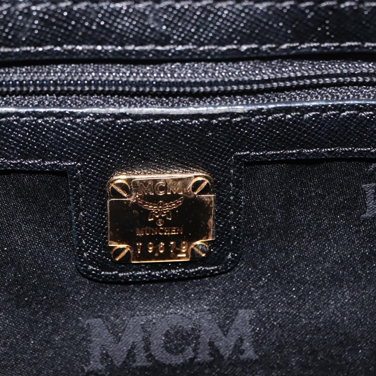 MCM Hand Bag Leather Black Gold Auth BA6732