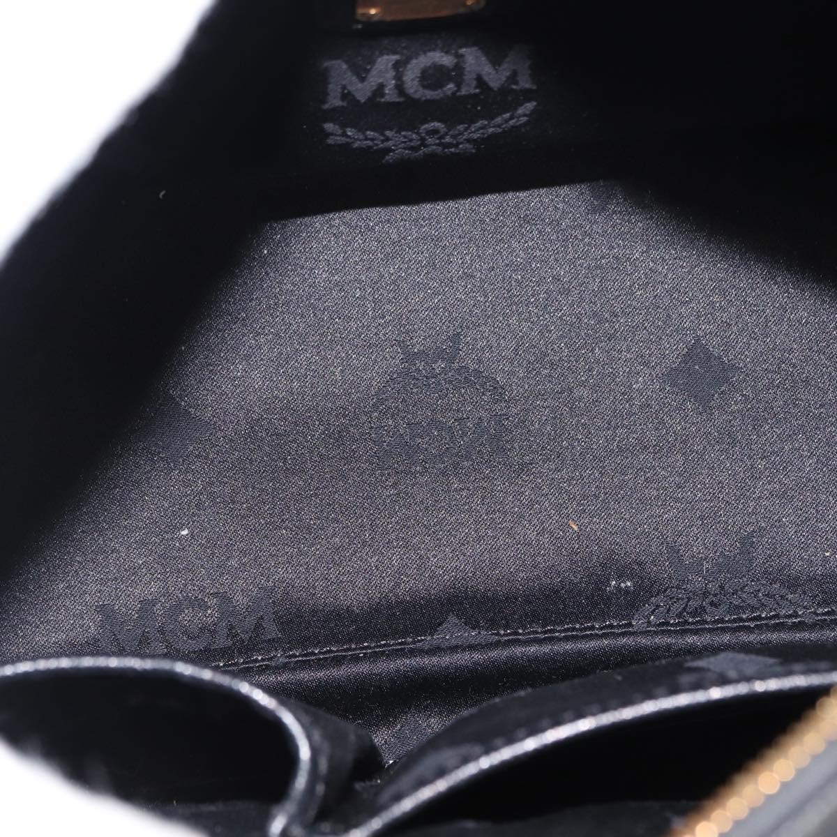 MCM Hand Bag Leather Black Gold Auth BA6732