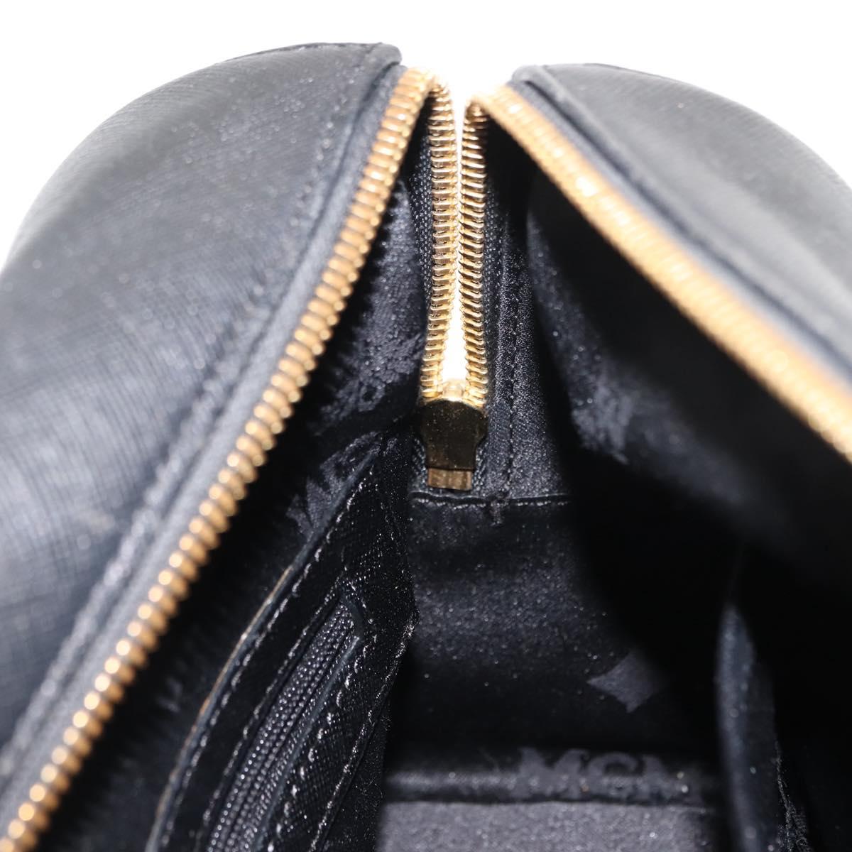 MCM Hand Bag Leather Black Gold Auth BA6732