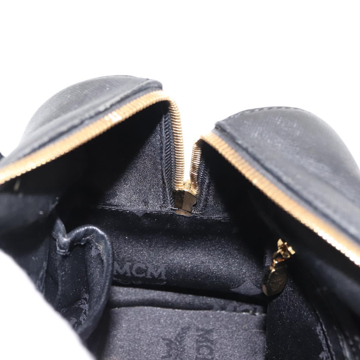 MCM Hand Bag Leather Black Gold Auth BA6732