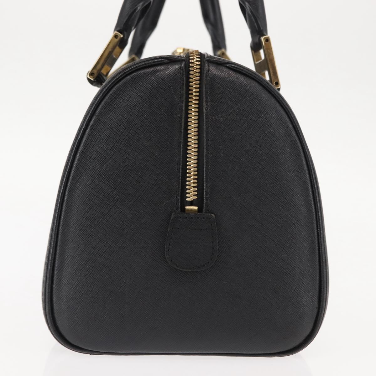 MCM Hand Bag Leather Black Gold Auth BA6732