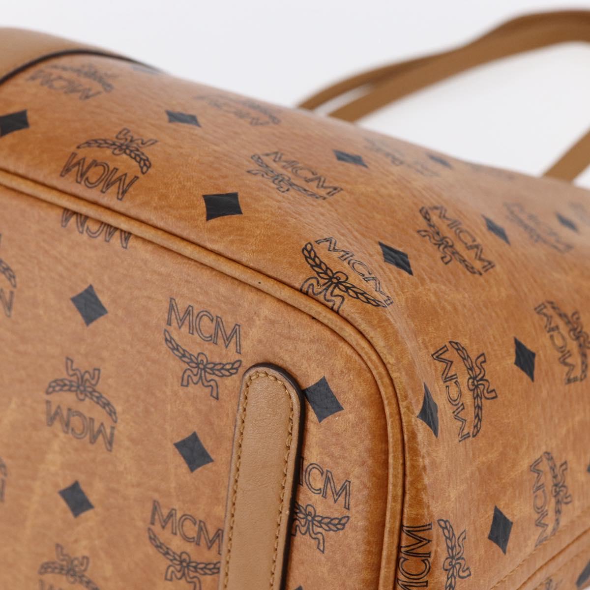 MCM Logogram Vicetos Tote Bag PVC Leather Brown Gold Auth BA6733