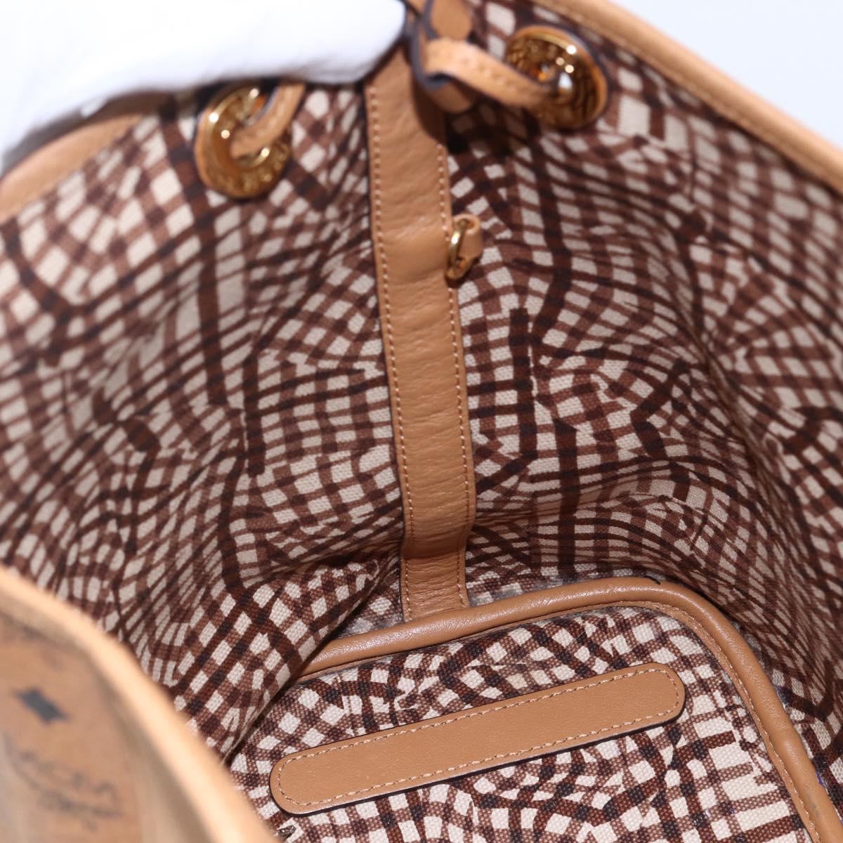 MCM Logogram Vicetos Tote Bag PVC Leather Brown Gold Auth BA6733