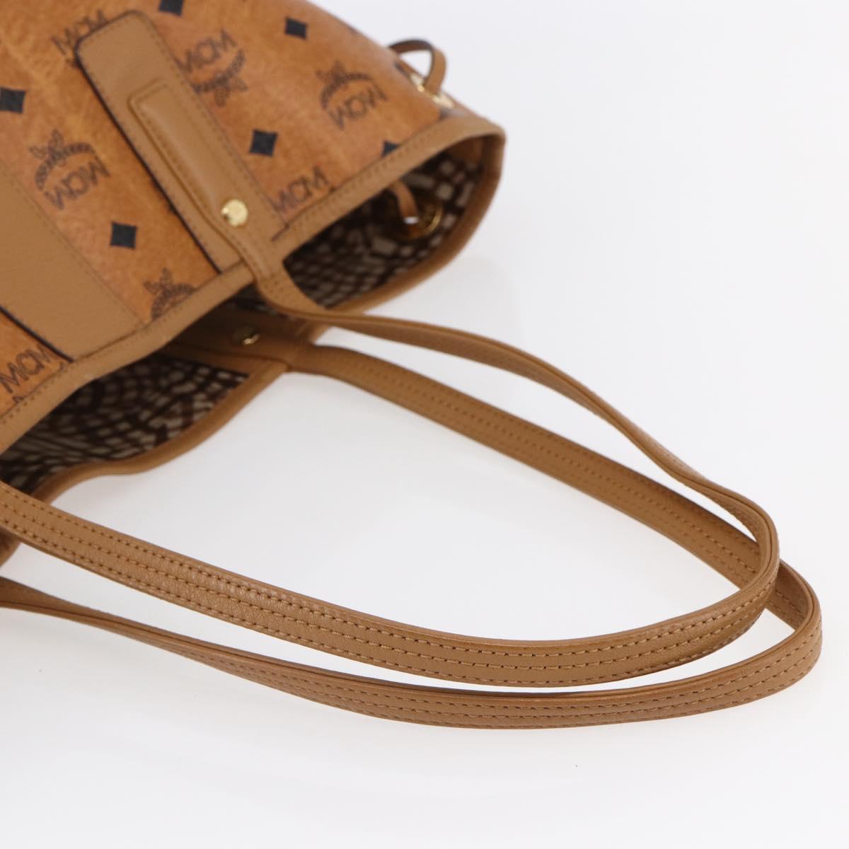 MCM Logogram Vicetos Tote Bag PVC Leather Brown Gold Auth BA6733