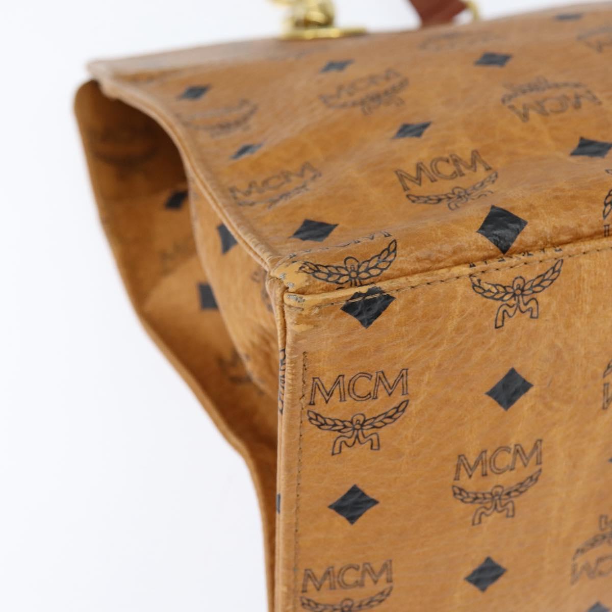 MCM Logogram Vicetos Tote Bag PVC Leather Brown Gold Auth BA6734