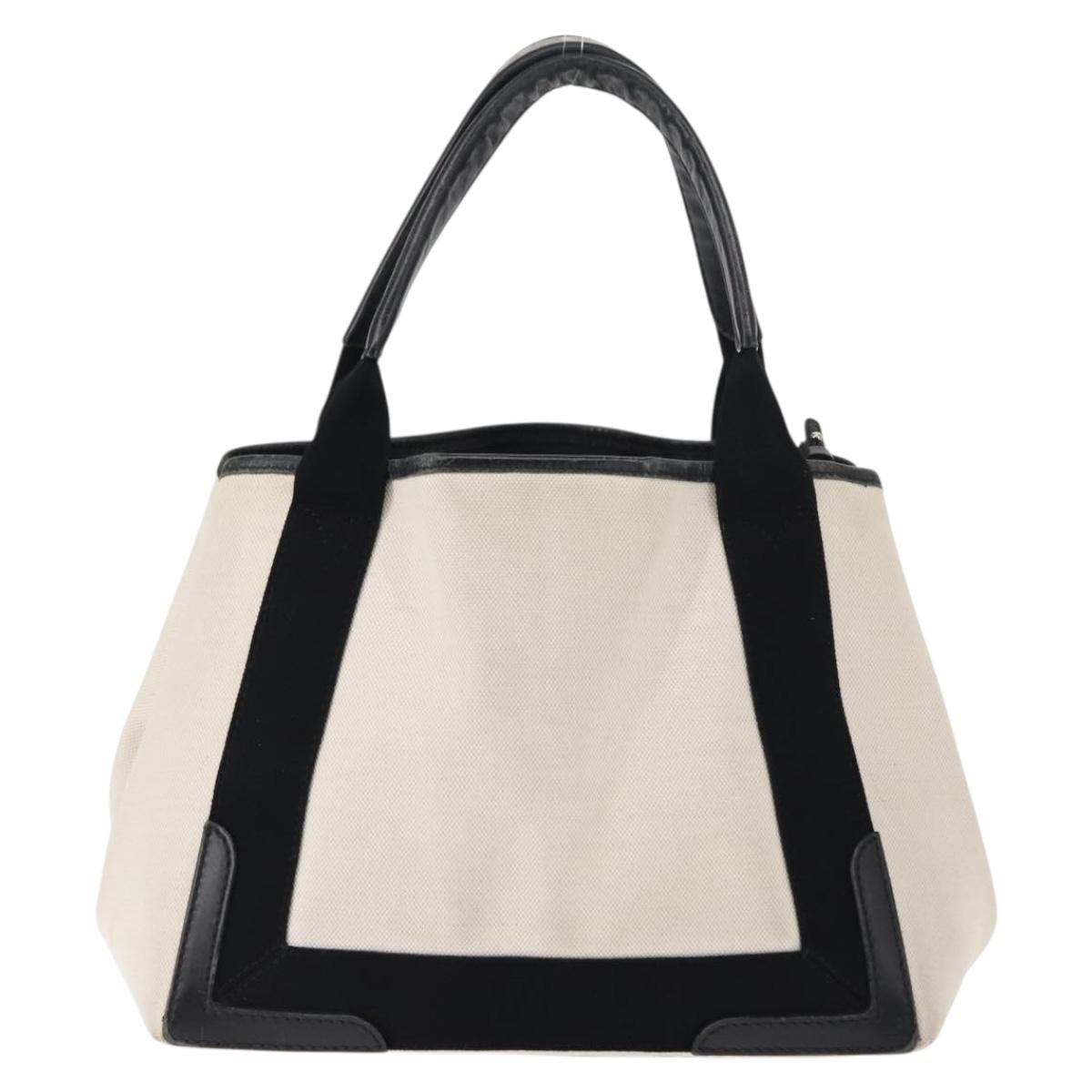 BALENCIAGA Navy Kabas S Hand Bag Canvas Black White 339933 Auth BA6735