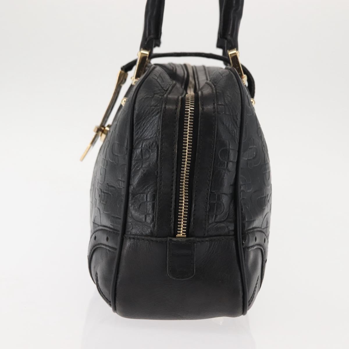 GUCCI Shoulder Bag Leather Black Gold 145770 Auth BA6738