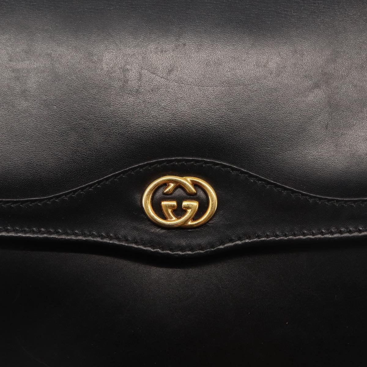 GUCCI Shoulder Bag Leather Black Gold 001 261 1070 Auth BA6739