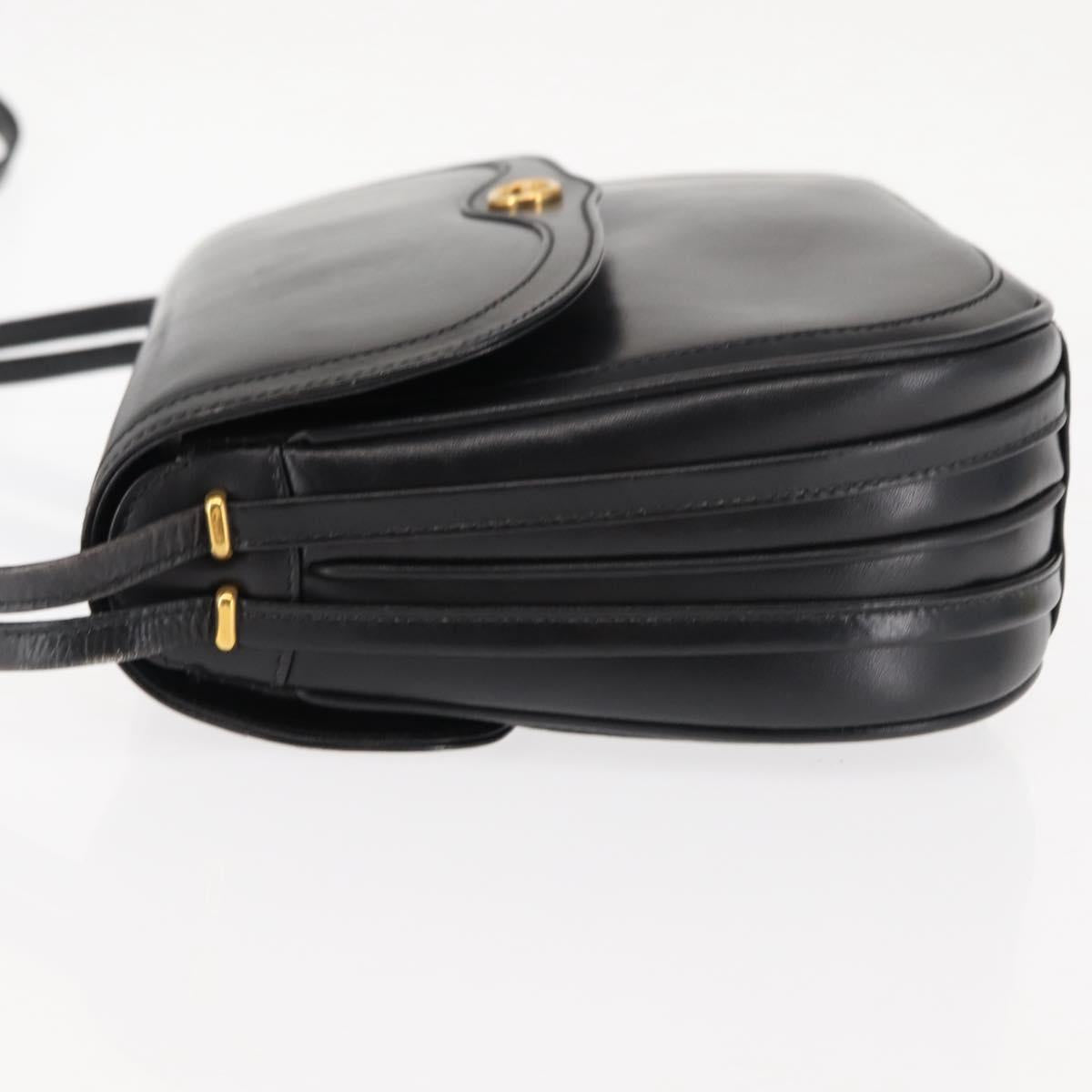 GUCCI Shoulder Bag Leather Black Gold 001 261 1070 Auth BA6739