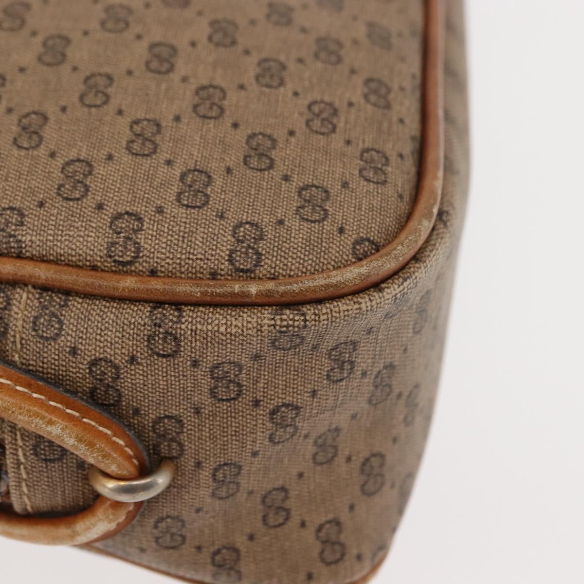 GUCCI Micro GG Supreme Shoulder Bag PVC Beige Gold Auth BA6740