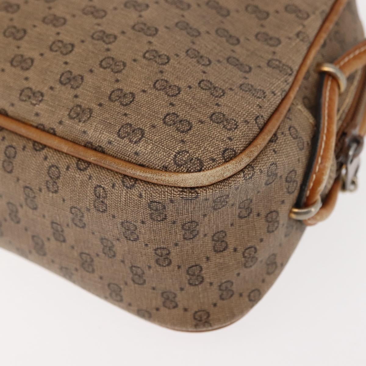 GUCCI Micro GG Supreme Shoulder Bag PVC Beige Gold Auth BA6740