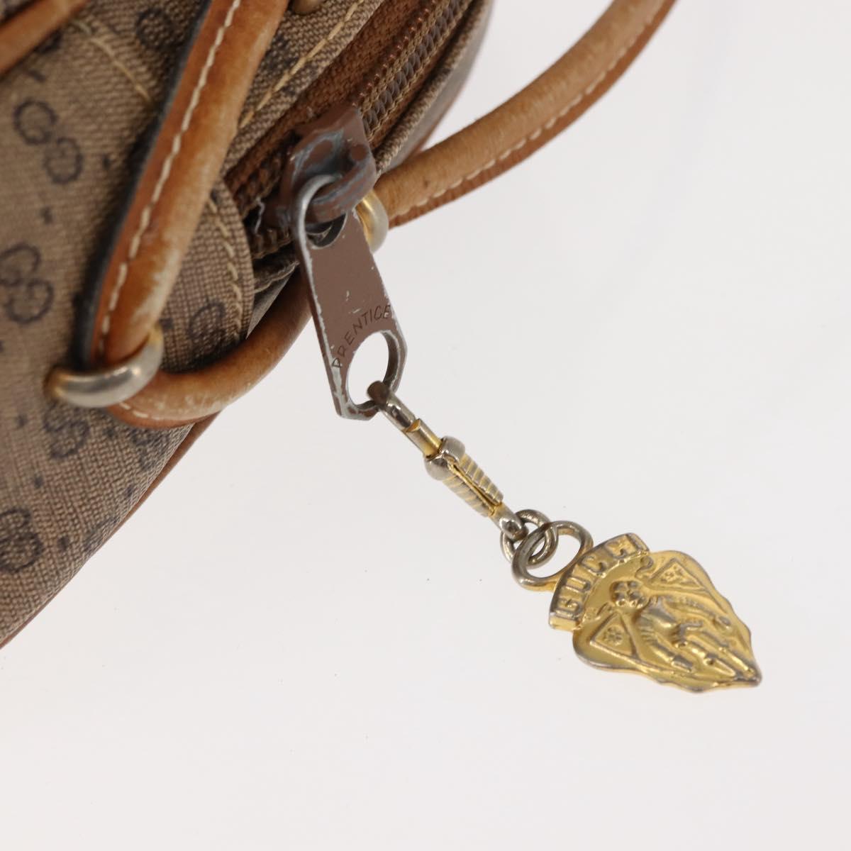 GUCCI Micro GG Supreme Shoulder Bag PVC Beige Gold Auth BA6740