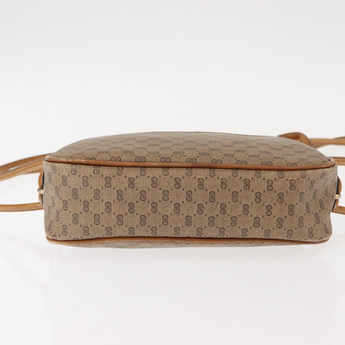 GUCCI Micro GG Supreme Shoulder Bag PVC Beige Gold Auth BA6740