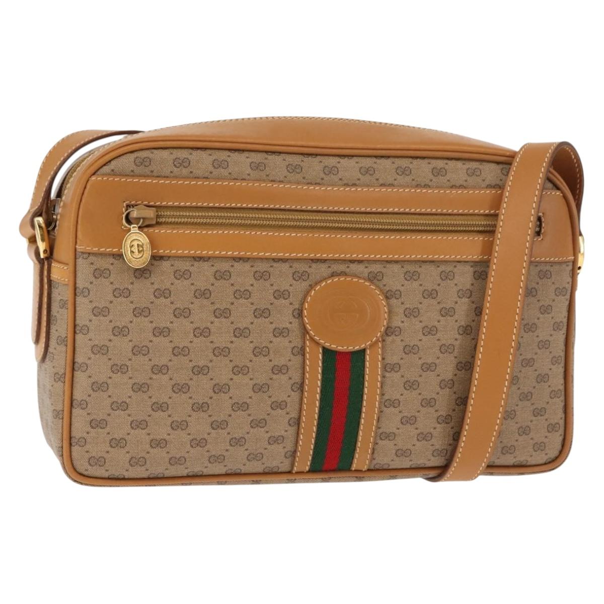 GUCCI Micro GG Supreme Web Sherry Line Bag PVC Beige 001 261 0942 Auth BA6742