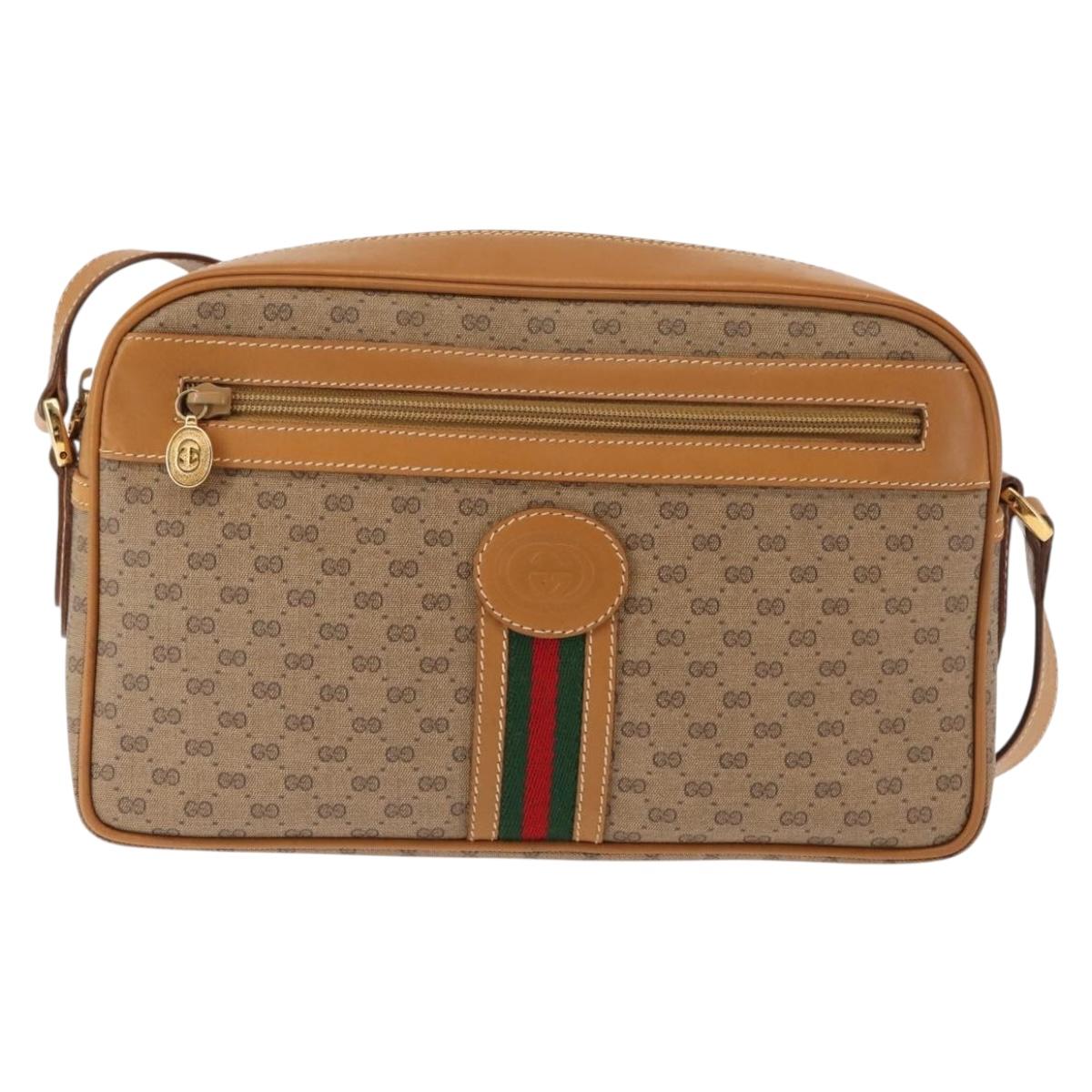 GUCCI Micro GG Supreme Web Sherry Line Bag PVC Beige 001 261 0942 Auth BA6742