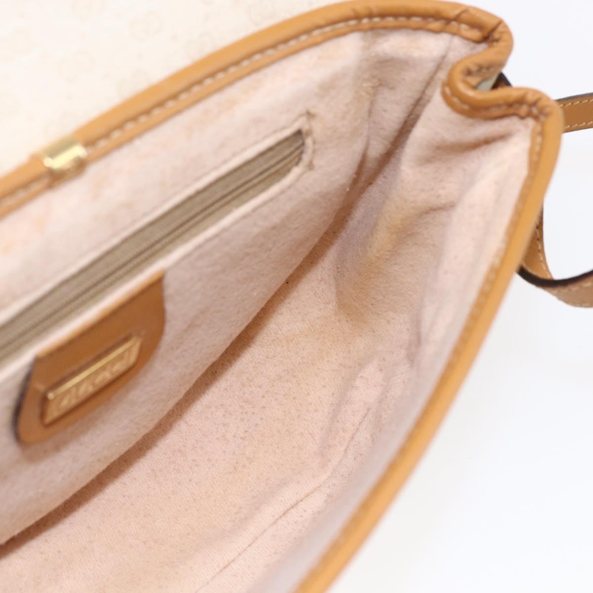 GUCCI Micro GG Supreme Shoulder Bag PVC White Gold Auth BA6746
