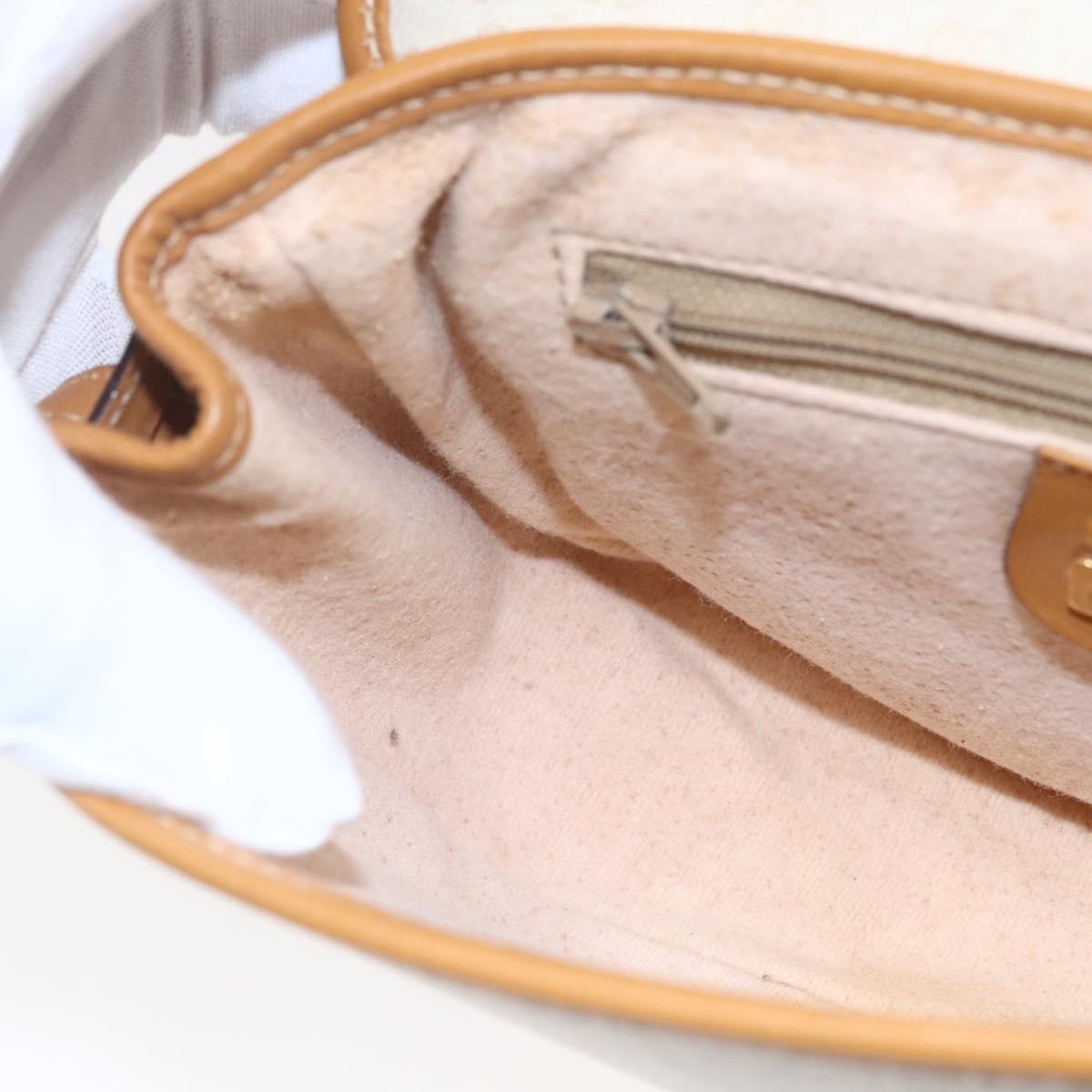 GUCCI Micro GG Supreme Shoulder Bag PVC White Gold Auth BA6746