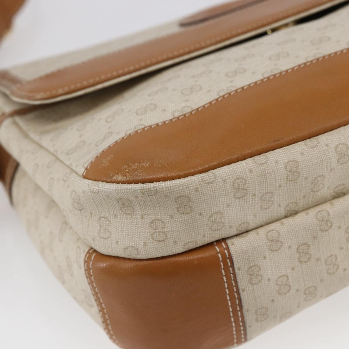 GUCCI Micro GG Canvas Shoulder Bag PVC Leather White Auth BA6747
