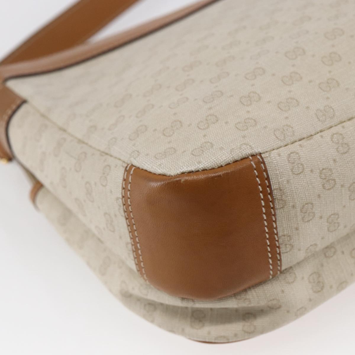 GUCCI Micro GG Canvas Shoulder Bag PVC Leather White Auth BA6747