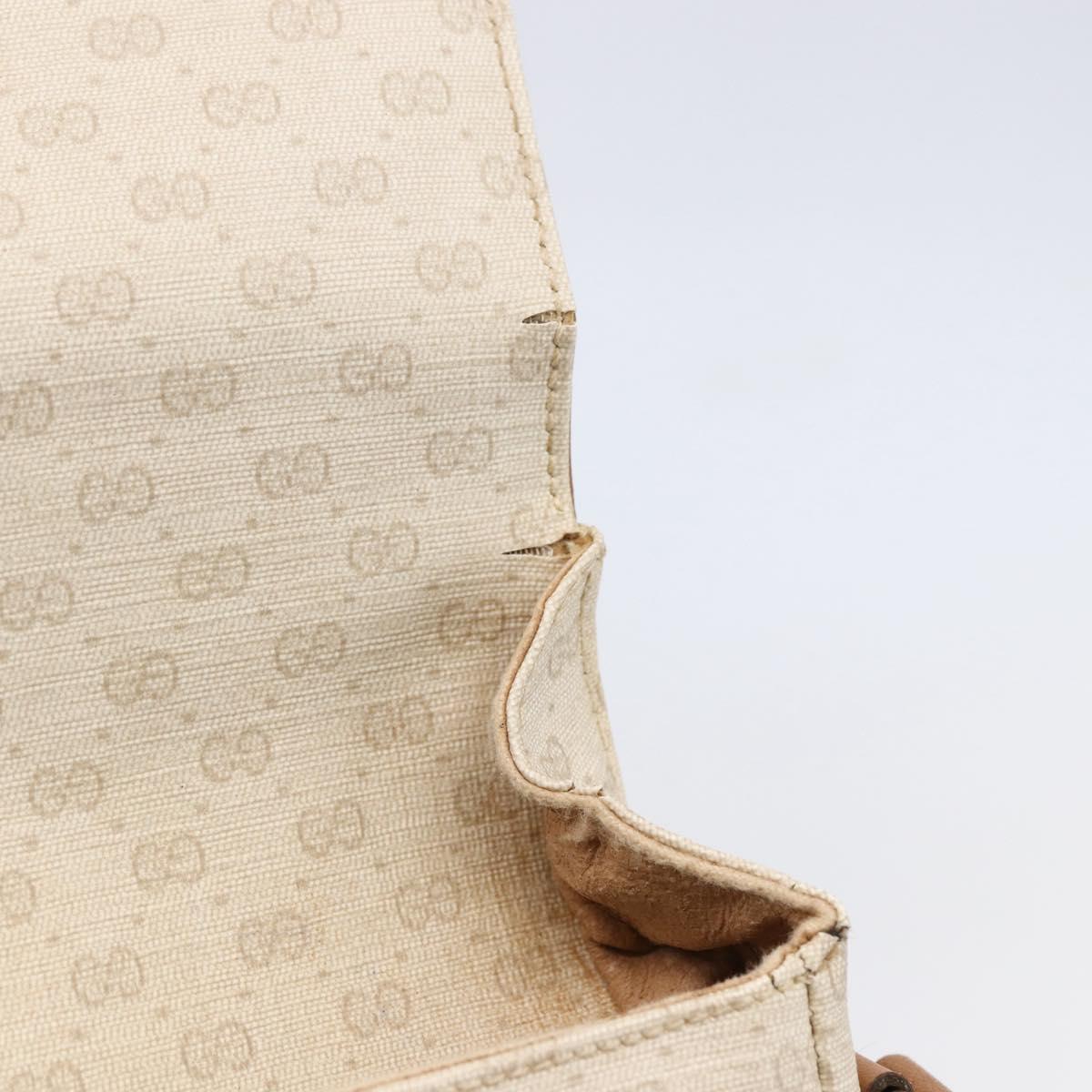 GUCCI Micro GG Canvas Shoulder Bag PVC Leather White Auth BA6747