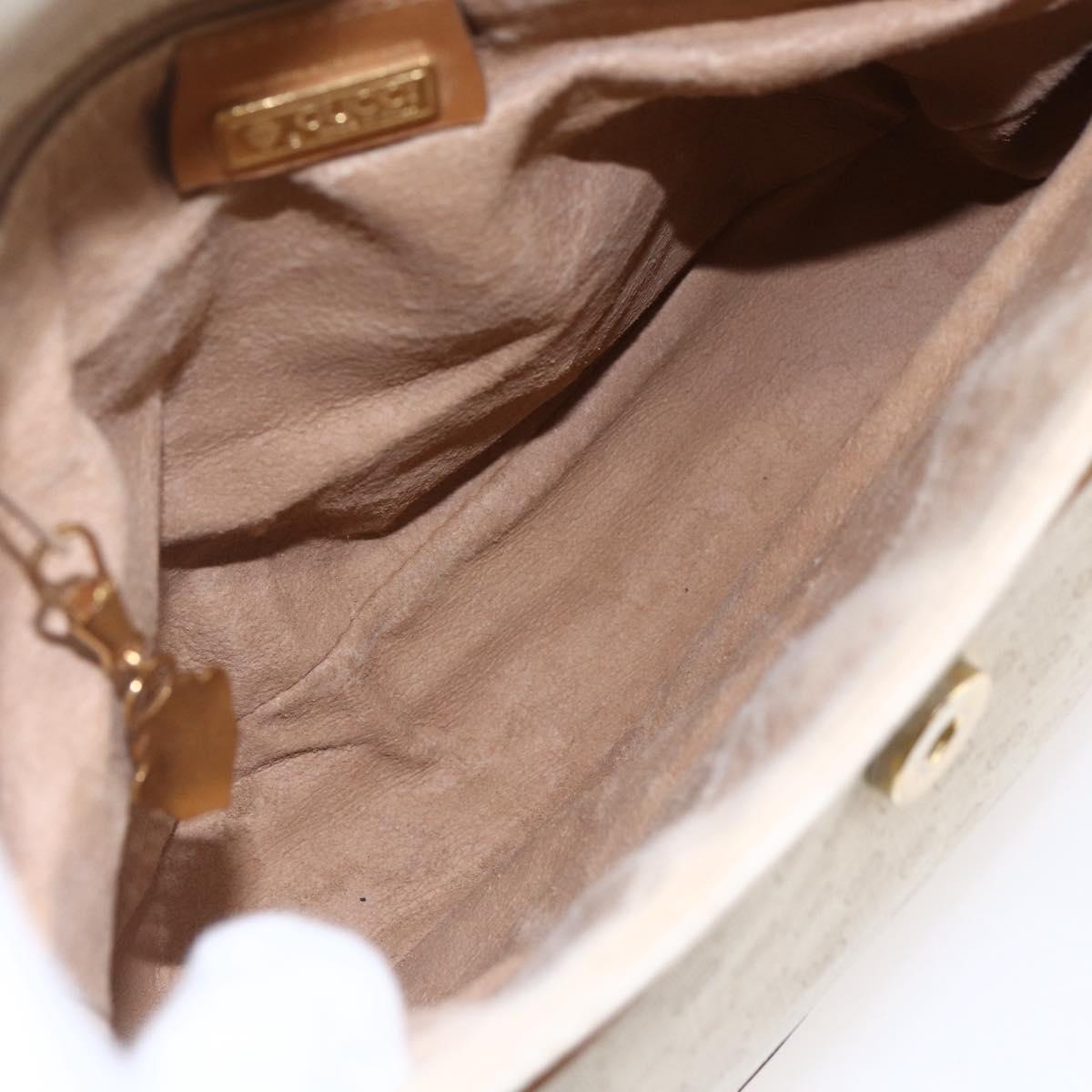 GUCCI Micro GG Canvas Shoulder Bag PVC Leather White Auth BA6747